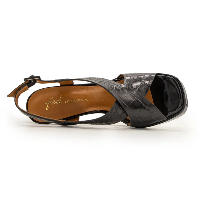 FED One Strap Sandals 8.5cm Women's Black-2