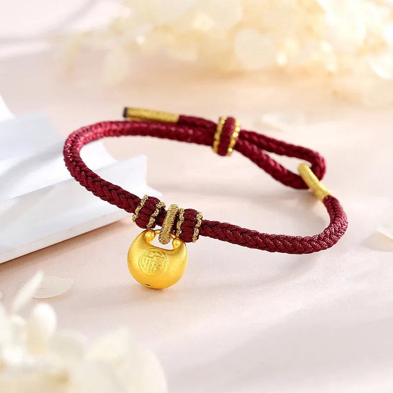 ZHIAIYONGHENG Versatile Unique Individual Niche Small Fu Pendant 999 Solid Gold Fixed Price Bracelets Unisex-2