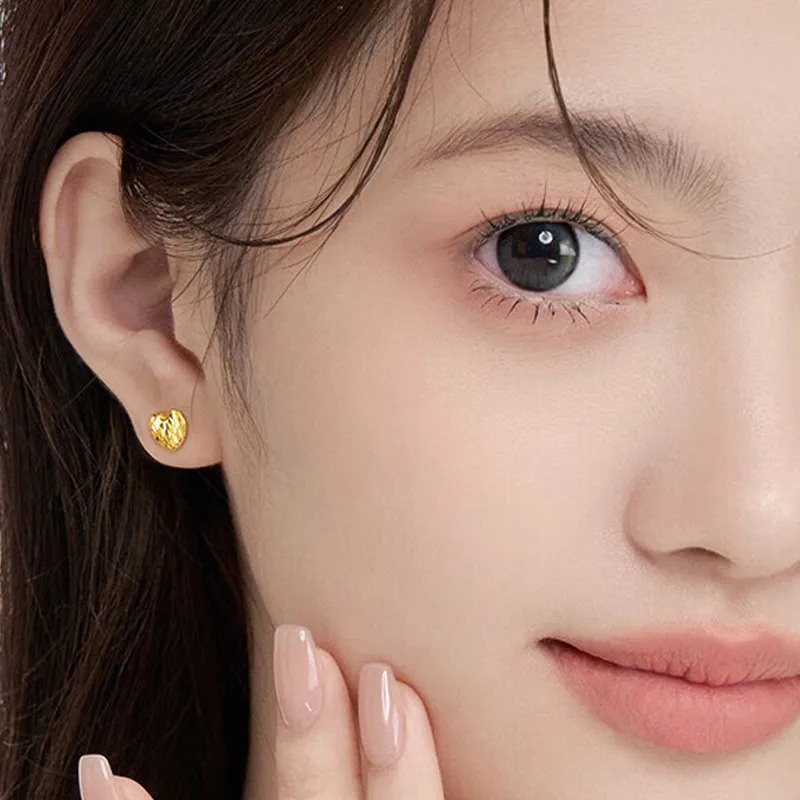 ZHIAIYONGHENG 18K Gold Stud Earrings Women's-4