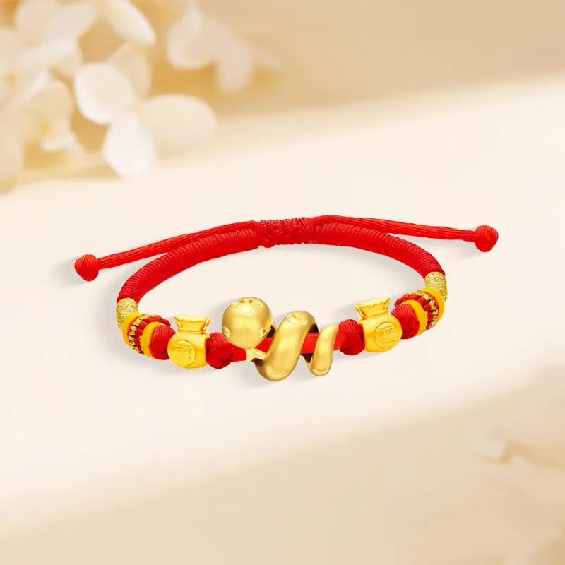 ZHIAIYONGHENG Everyday Commute Versatile Cute Cute Zodiac Snake Roll Solid Gold Fixed Price Gold Bracelet Unisex-4