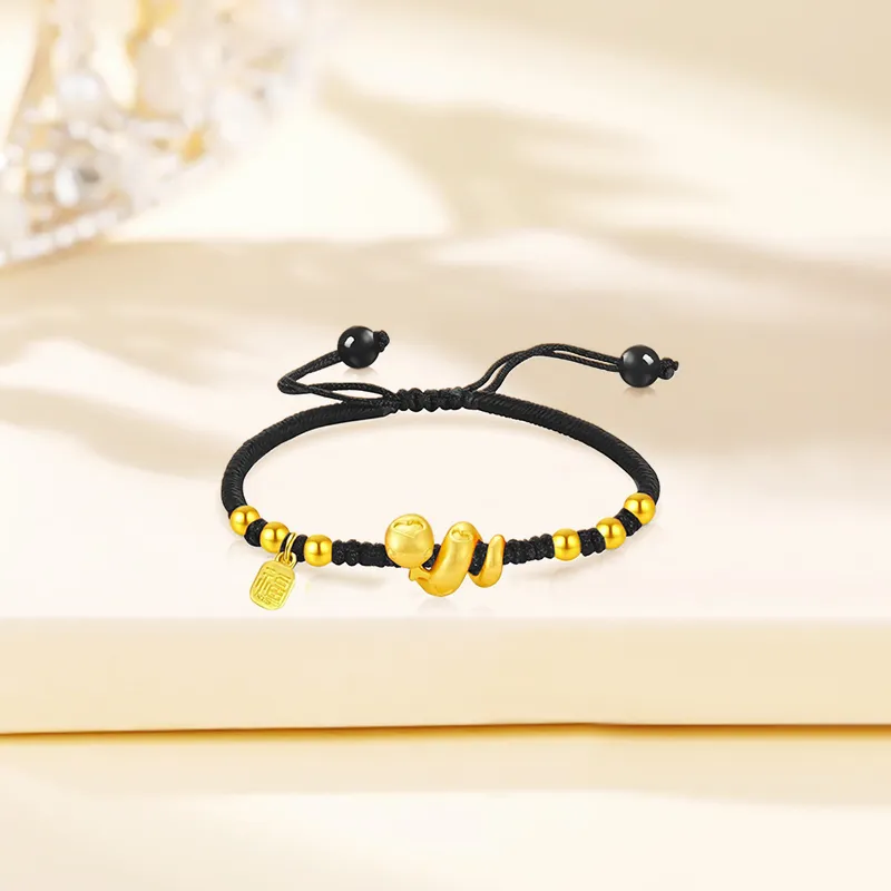 ZHIAIYONGHENG Festive Red Red Fire Wealth Rolling Snake Solid Gold Fixed Price Gold Bracelet Unisex-5