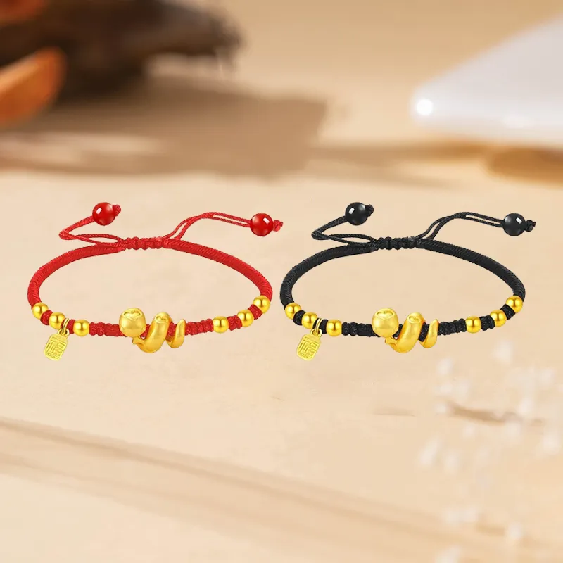 ZHIAIYONGHENG Festive Red Red Fire Wealth Rolling Snake Solid Gold Fixed Price Gold Bracelet Unisex-9