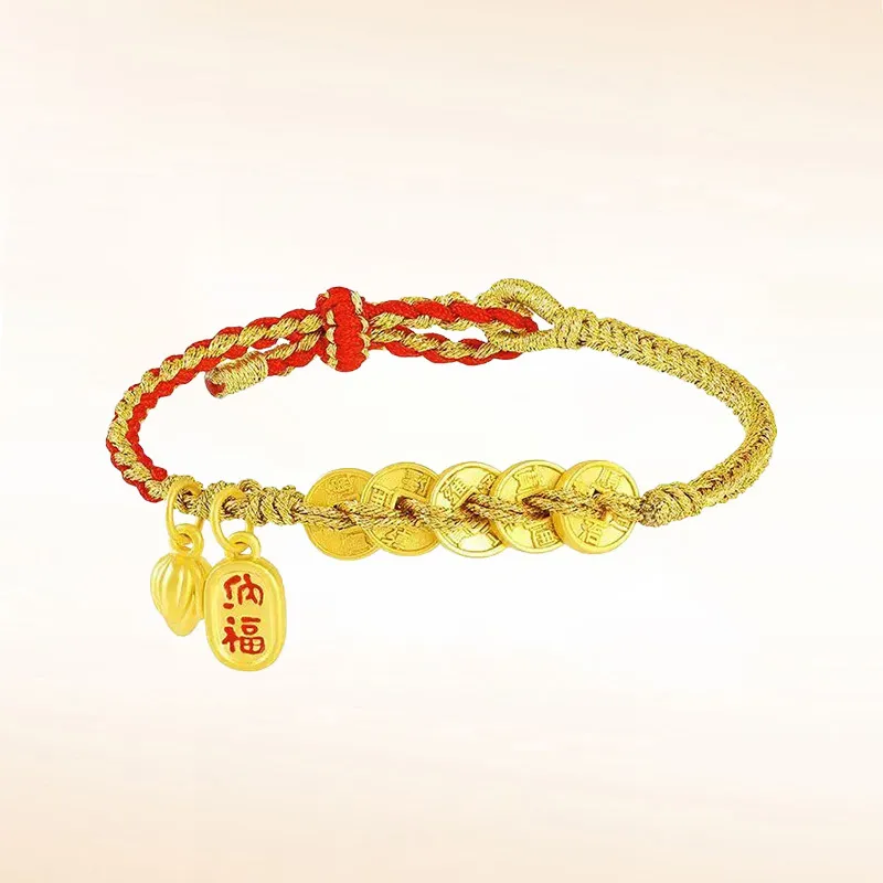 ZHIAIYONGHENG Versatile Everyday Commute Wealth And Blessing 999 Solid Gold Fixed Price Gold Bracelet Unisex-5