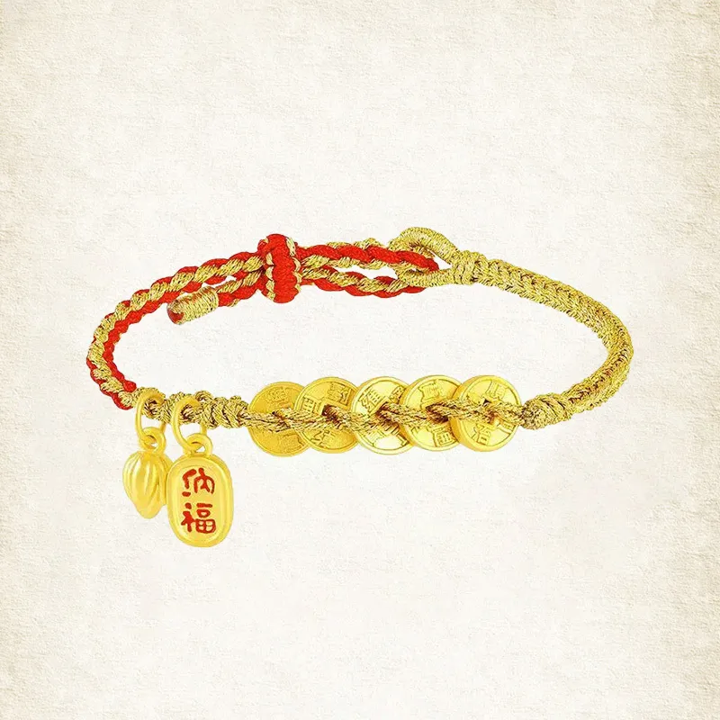 ZHIAIYONGHENG Versatile Everyday Commute Wealth And Blessing 999 Solid Gold Fixed Price Gold Bracelet Unisex-3