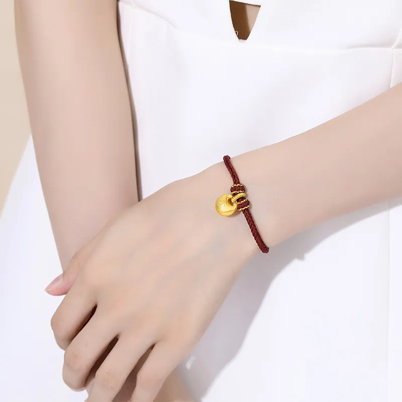 ZHIAIYONGHENG Versatile Unique Individual Niche Small Fu Pendant 999 Solid Gold Fixed Price Bracelets Unisex-3
