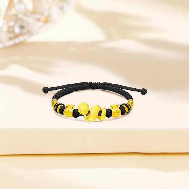 ZHIAIYONGHENG Everyday Commute Versatile Cute Cute Zodiac Snake Roll Solid Gold Fixed Price Gold Bracelet Unisex-2