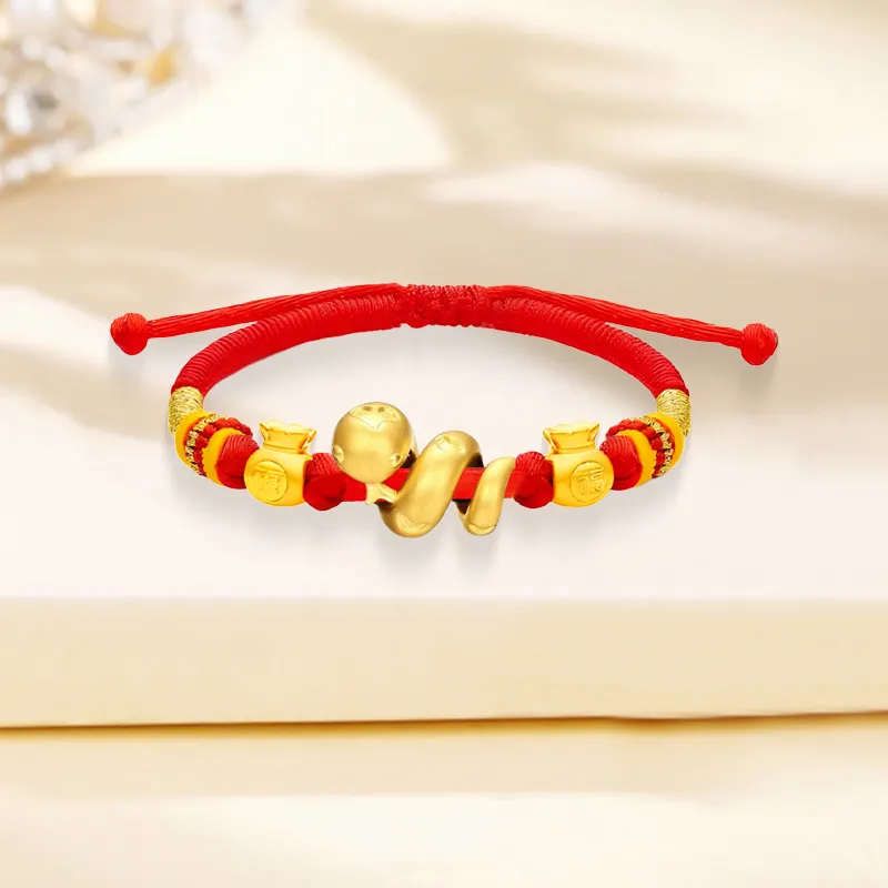 ZHIAIYONGHENG Everyday Commute Versatile Cute Cute Zodiac Snake Roll Solid Gold Fixed Price Gold Bracelet Unisex-5