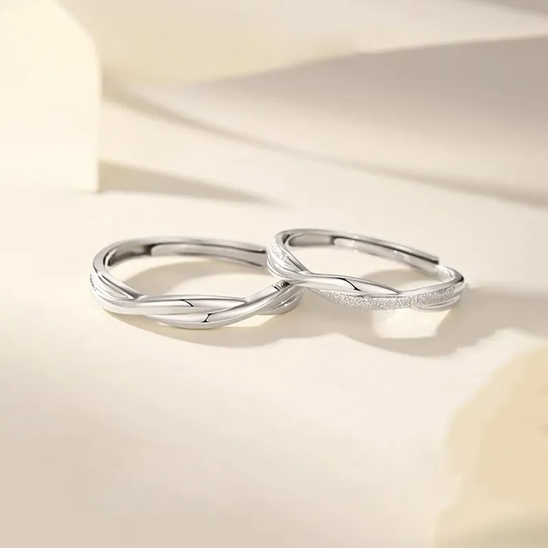 ZHIAIYONGHENG 999 Fine Silver Ring Pair Unisex-3