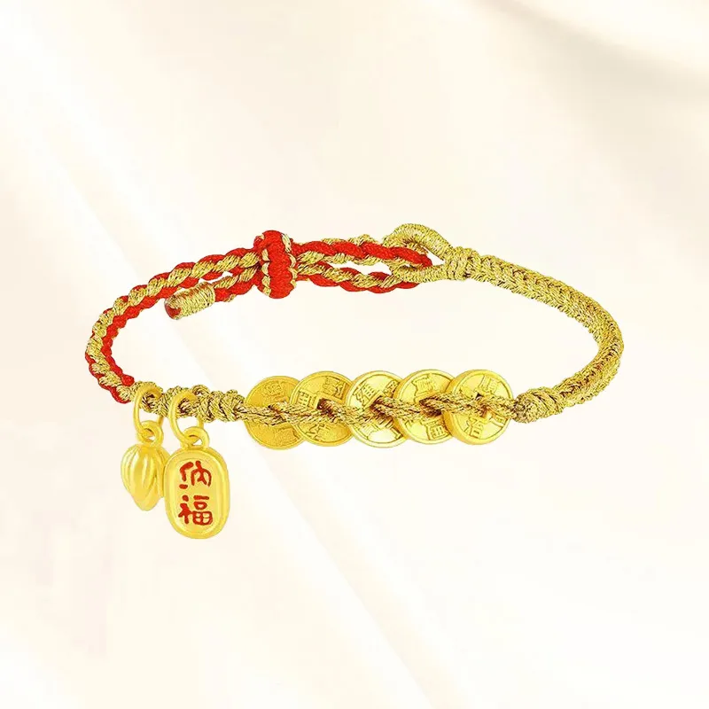 ZHIAIYONGHENG Versatile Everyday Commute Wealth And Blessing 999 Solid Gold Fixed Price Gold Bracelet Unisex-4
