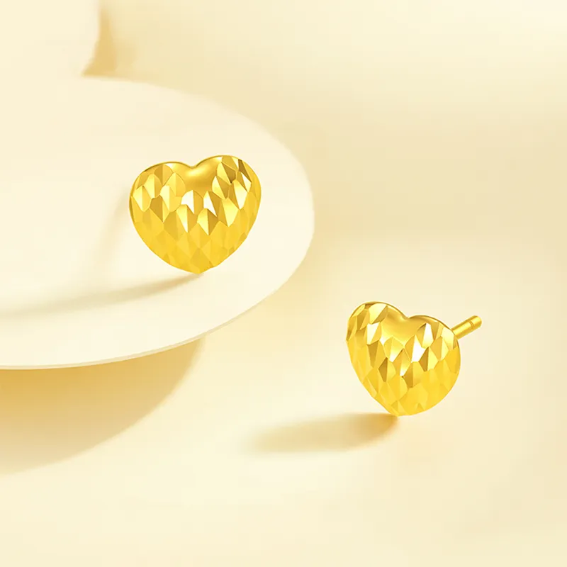 ZHIAIYONGHENG 18K Gold Stud Earrings Women's-2