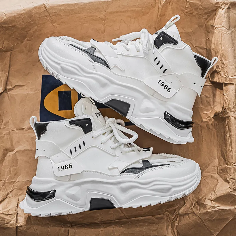 Budding Bear Slip Resistant, Abrasion Resistant, Lightweight, Height Increasing High Top Chunky Sneakers Men's-26