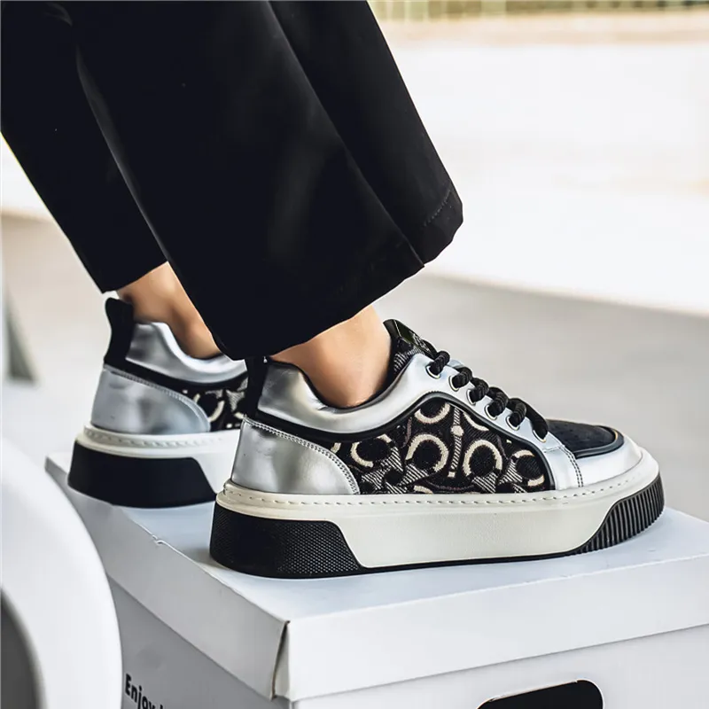 Budding Bear Slip Resistant, Abrasion Resistant, Breathable, Height Increasing Low Top Skateboard Shoes Men's Box-35