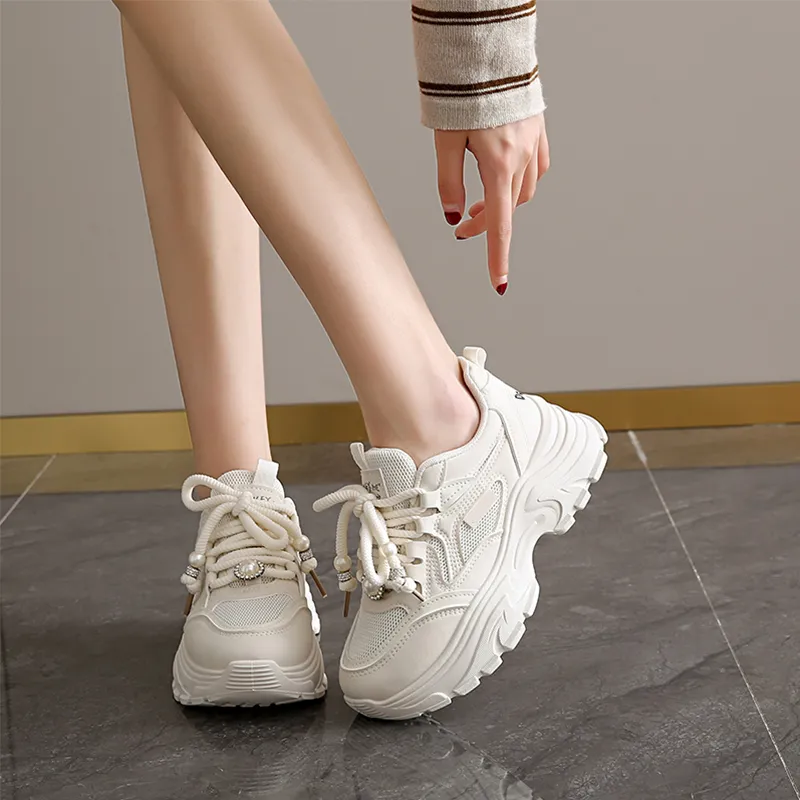 Budding Bear Anti-Slip Wear-Resistant Breathable Height Increasing Low-Top Chunky Sneakers Women's-19