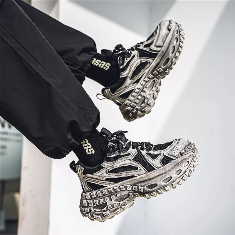 Budding Bear Anti-Slip Wear-Resistant Breathable Lightweight Height Increasing Low-Top Chunky Sneakers Men's-19