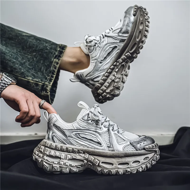 Budding Bear Anti-Slip Wear-Resistant Breathable Lightweight Height Increasing Low-Top Chunky Sneakers Men's-4