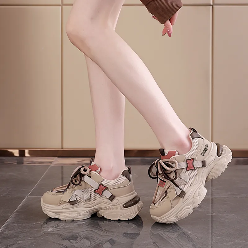Budding Bear Anti-Slip Wear-Resistant Breathable Lightweight Height Increasing Low-Top Chunky Sneakers Women's Box-14