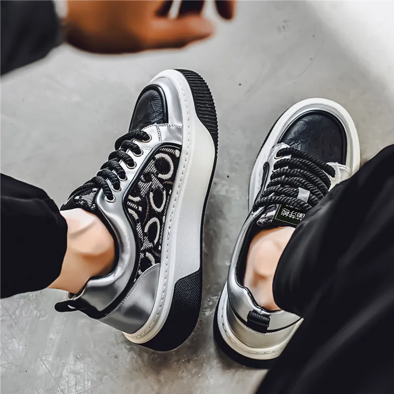 Budding Bear Slip Resistant, Abrasion Resistant, Breathable, Height Increasing Low Top Skateboard Shoes Men's Box-33