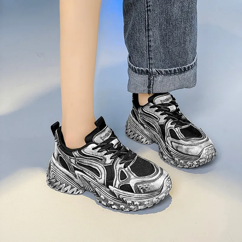 Budding Bear Anti-Slip Wear-Resistant Breathable Lightweight Height Increasing Low-Top Chunky Sneakers Unisex-5