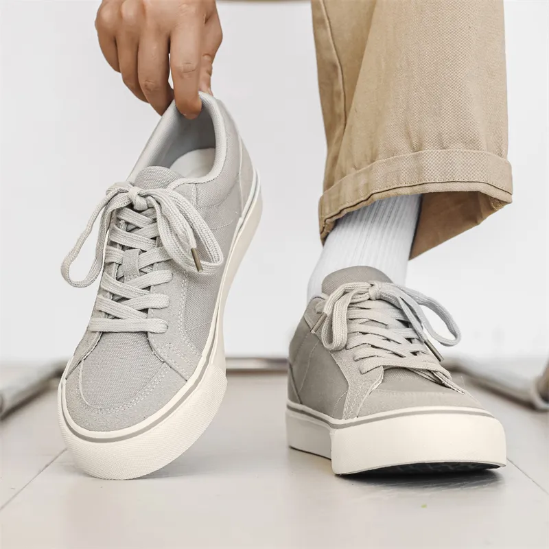 Budding Bear Anti Slip Wear Resistant Breathable Height Increasing Low Top Canvas Shoes Men's Box-10