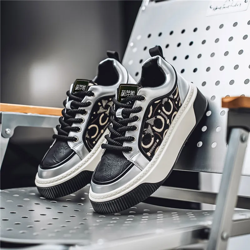 Budding Bear Slip Resistant, Abrasion Resistant, Breathable, Height Increasing Low Top Skateboard Shoes Men's Box-14