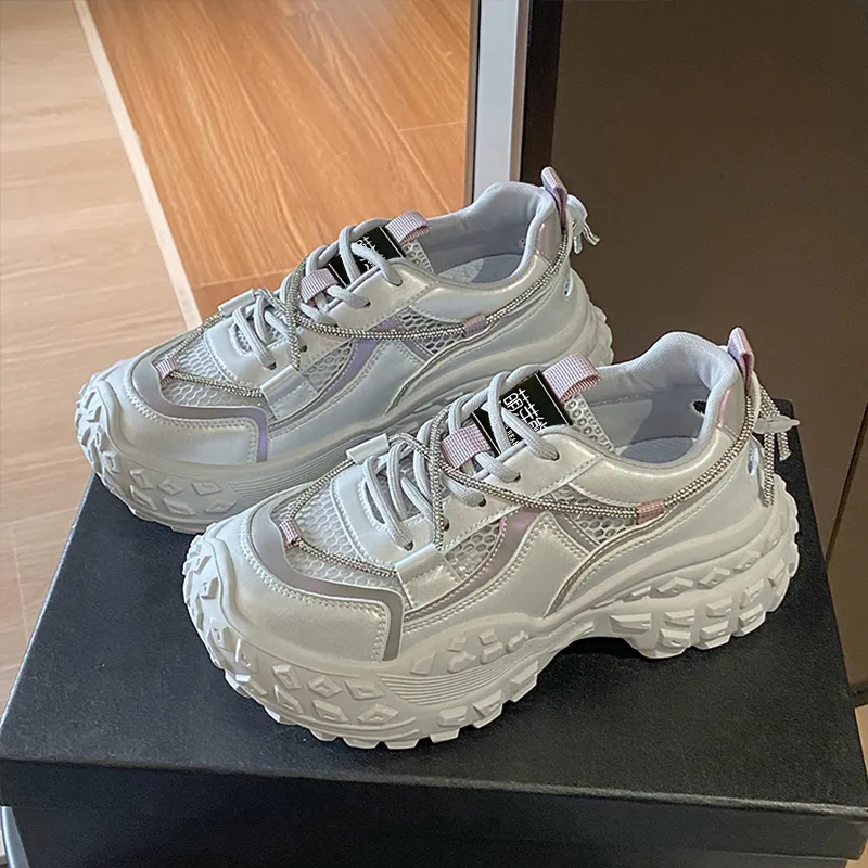 Budding Bear Anti-Slip Wear-Resistant Breathable Height Increasing Low-Top Chunky Sneakers Women's Box-16