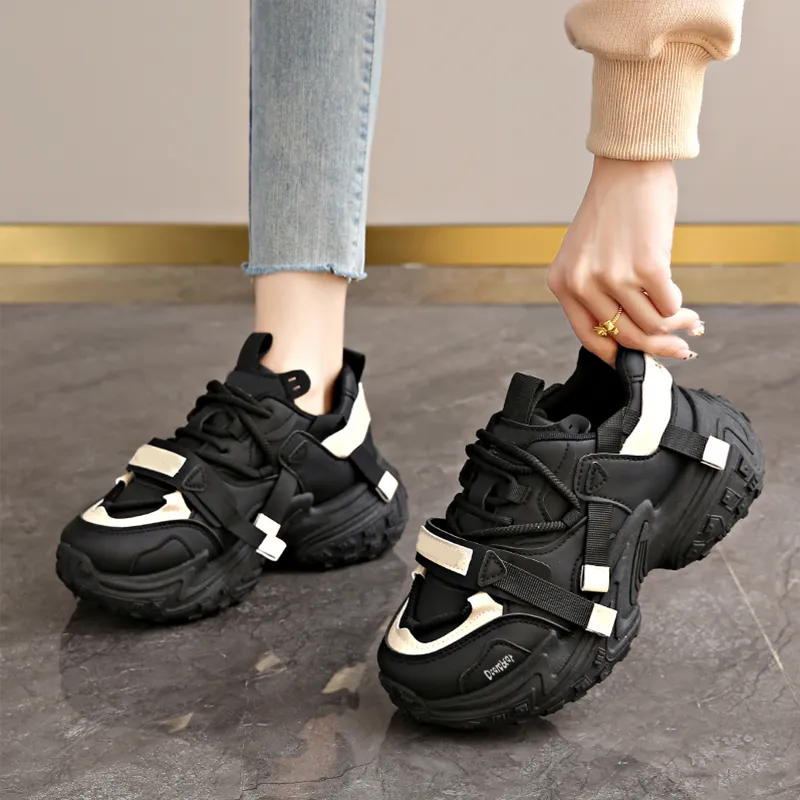 Budding Bear Anti Slip Wear Resistant Breathable Lightweight Height Increasing Low Top Chunky Sneakers Women's-9