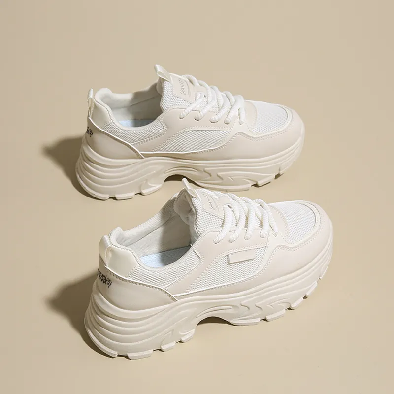 Budding Bear Anti-Slip Wear-Resistant Breathable Lightweight Height Increasing Low-Top Chunky Sneakers Women's-7
