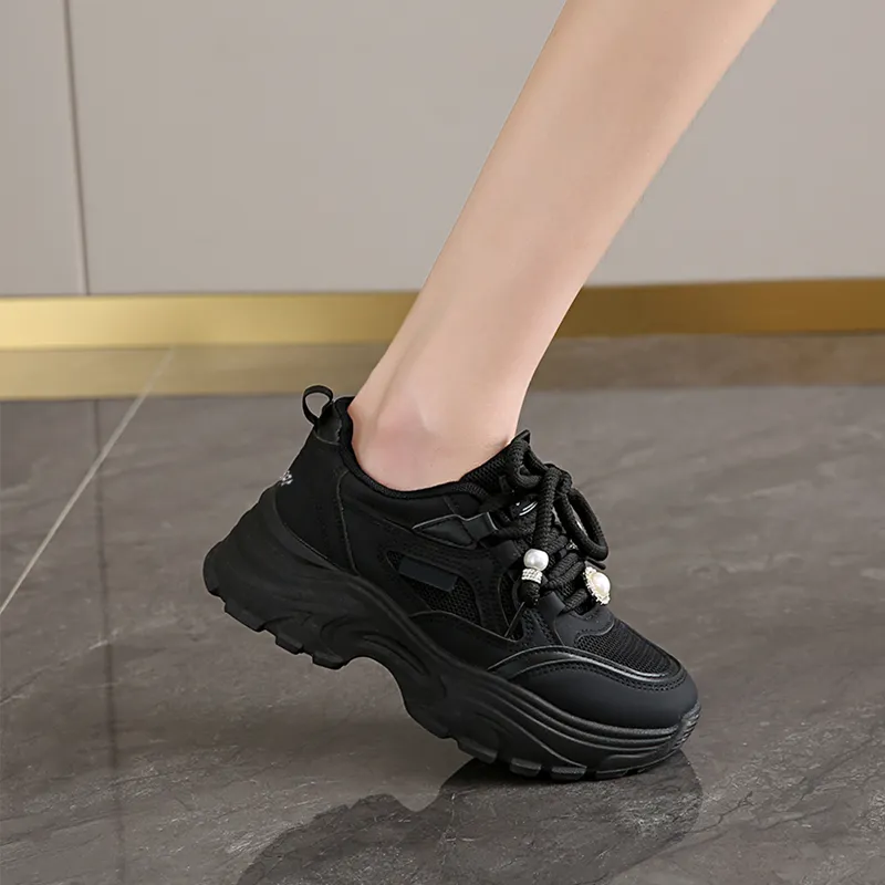 Budding Bear Anti-Slip Wear-Resistant Breathable Height Increasing Low-Top Chunky Sneakers Women's-25