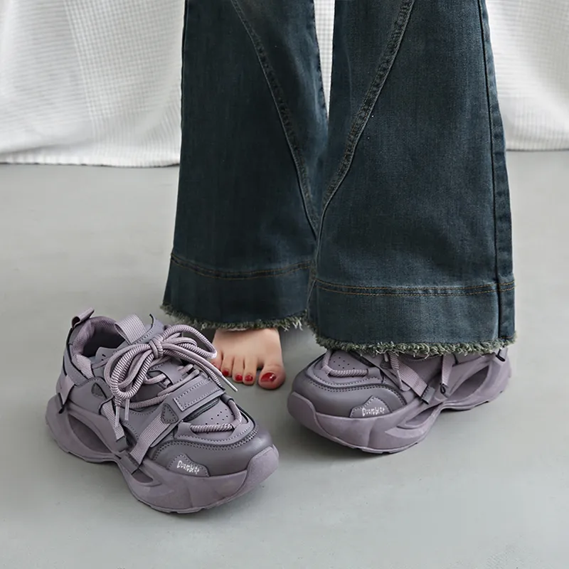Budding Bear Slip Resistant, Abrasion Resistant, Lightweight, Height Increasing Low Top Chunky Sneakers Women's-32