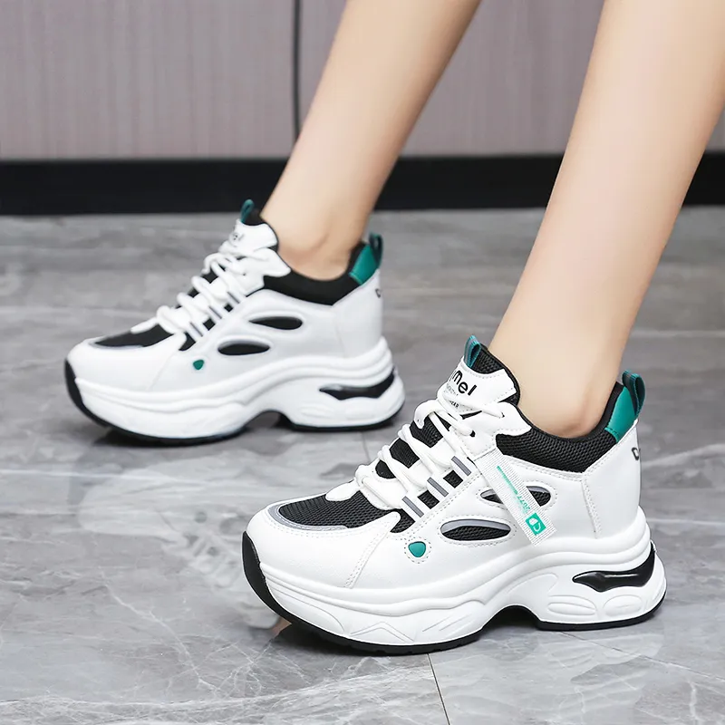 Budding Bear Anti-Slip Wear-Resistant Breathable Height Increasing Low-Top Chunky Sneakers Women's Box-14