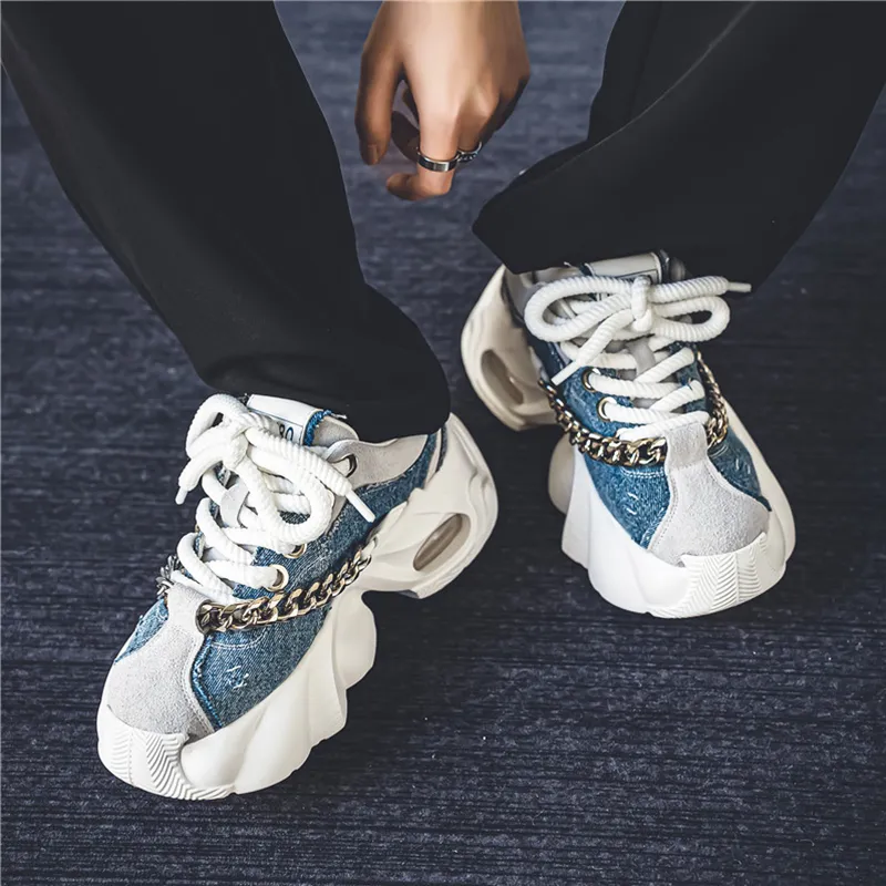 Budding Bear Slip Resistant, Abrasion Resistant, Lightweight, Height Increasing Low Top Chunky Sneakers Men's-15