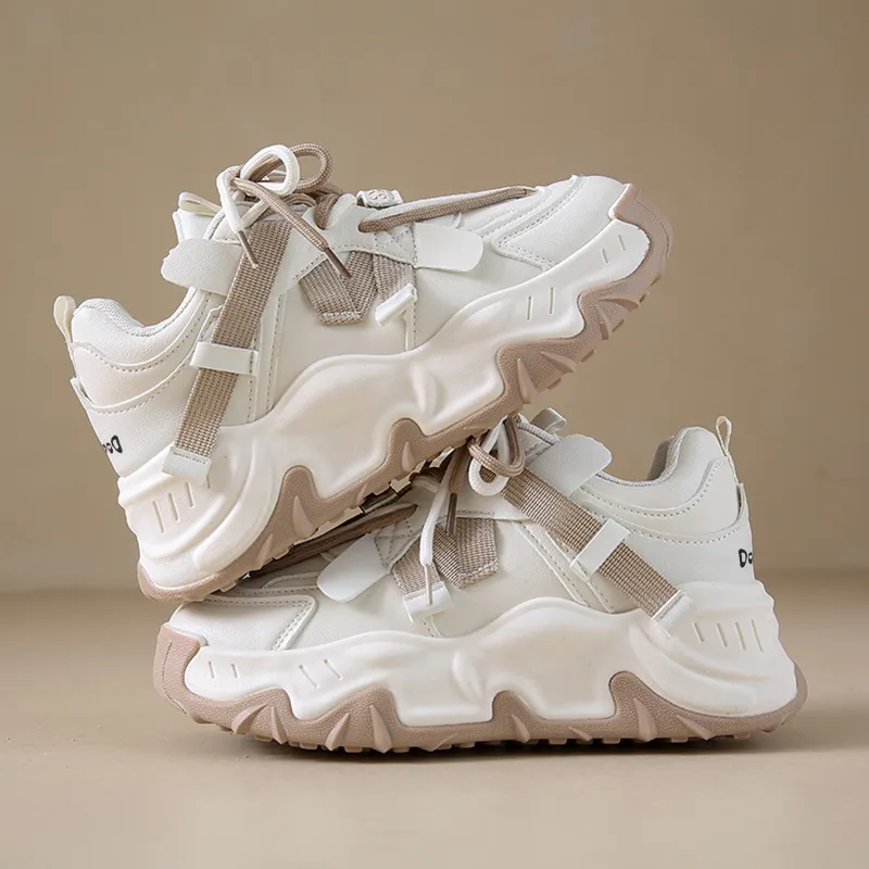 Budding Bear Slip Resistant, Abrasion Resistant, Lightweight, Height Increasing Low Top Chunky Sneakers Women's-3