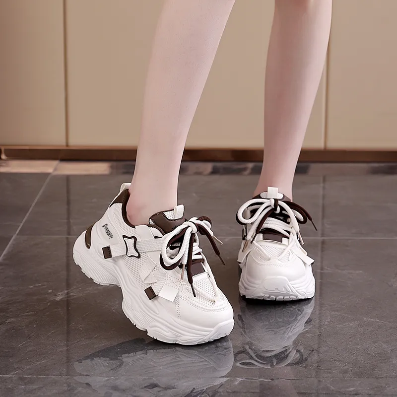 Budding Bear Anti-Slip Wear-Resistant Breathable Lightweight Height Increasing Low-Top Chunky Sneakers Women's Box-26