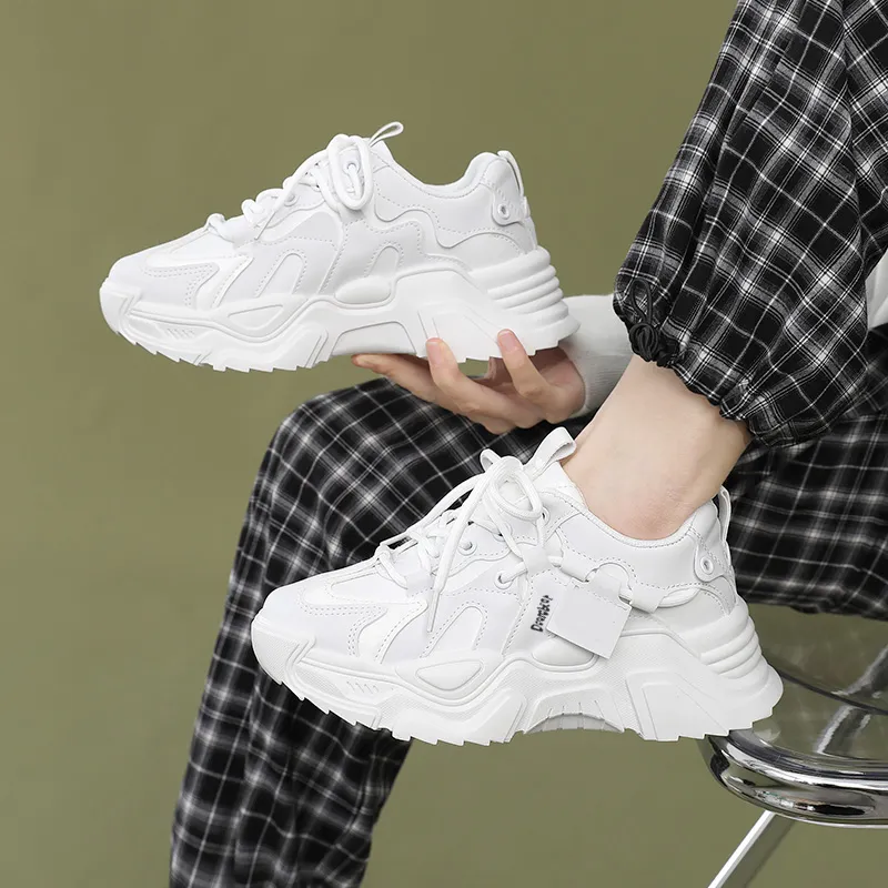 Budding Bear Anti-Slip And Wear-Resistant Lightweight Height Increasing Low-Top Chunky Sneakers Women's-22
