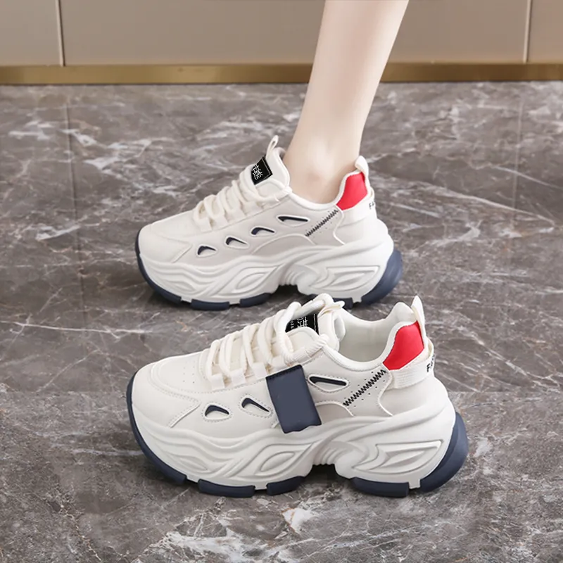 Budding Bear Slip Resistant, Abrasion Resistant, Lightweight, Height Increasing Low Top Chunky Sneakers Women's Box-11