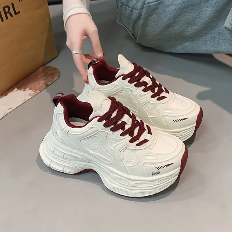Budding Bear Slip Resistant, Abrasion Resistant, Lightweight, Height Increasing Low Top Chunky Sneakers Women's-3