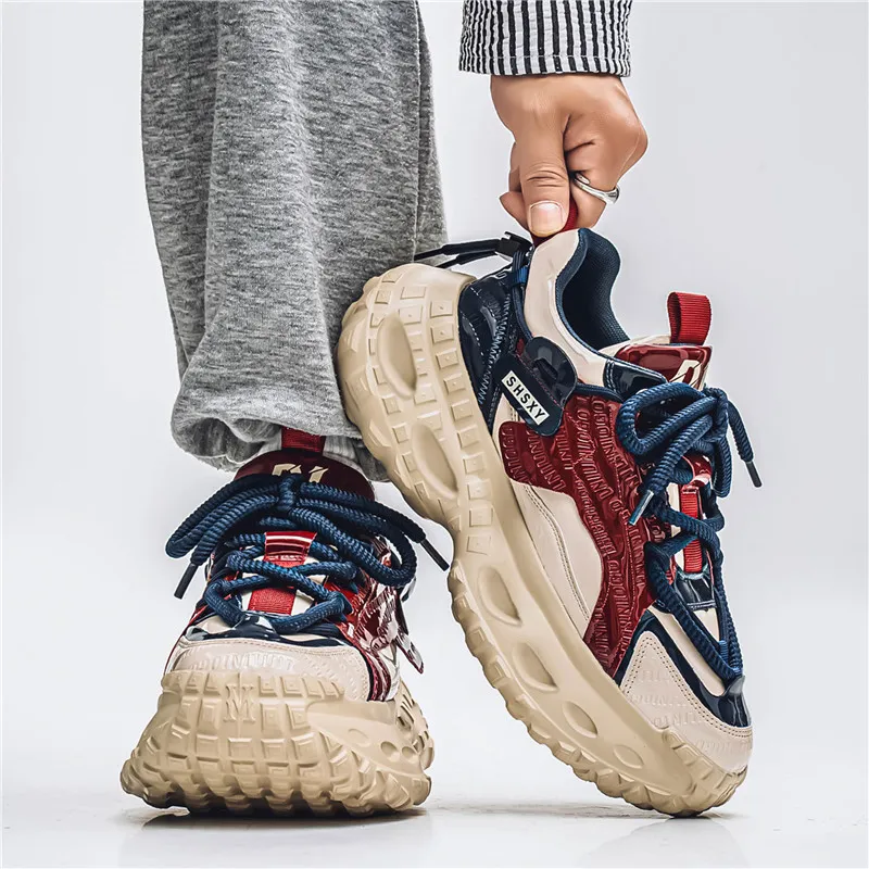 Budding Bear Slip Resistant, Abrasion Resistant, Breathable, Height Increasing Low Top Chunky Sneakers Men's-34