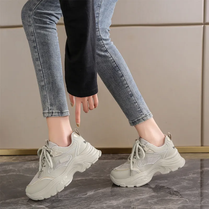 Budding Bear Anti-Slip Wear-Resistant Breathable Height Increasing Lightweight Low-Top Chunky Sneakers Women's Box-27