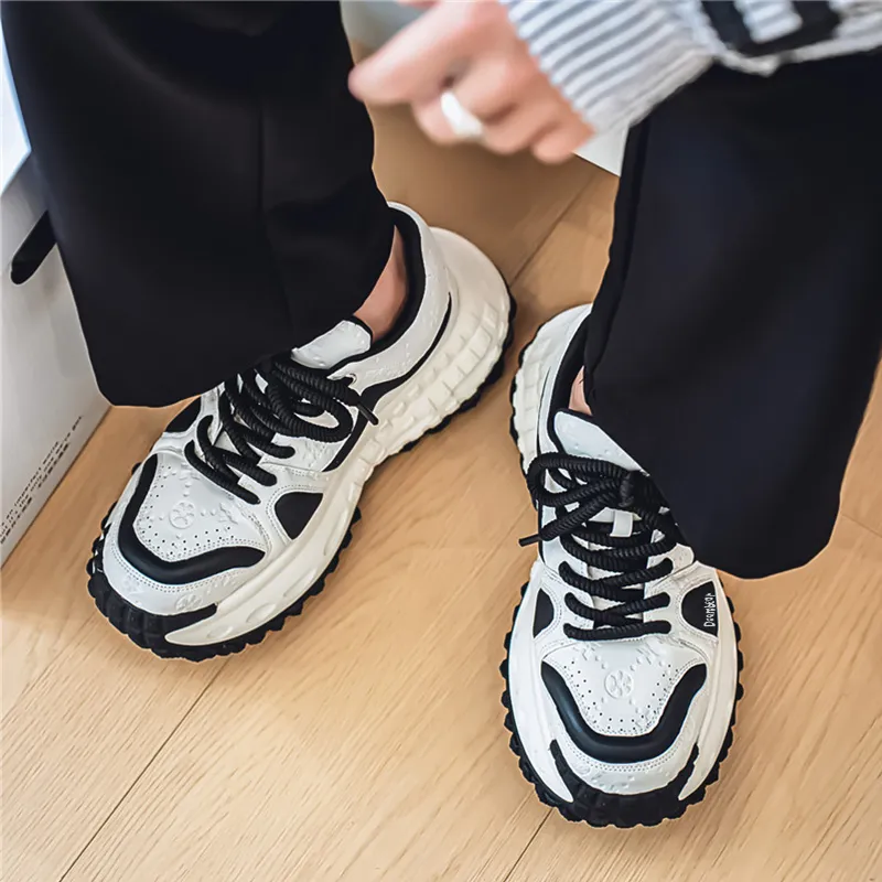 Budding Bear Slip Resistant, Abrasion Resistant, Lightweight, Height Increasing Low Top Chunky Sneakers Men's-8