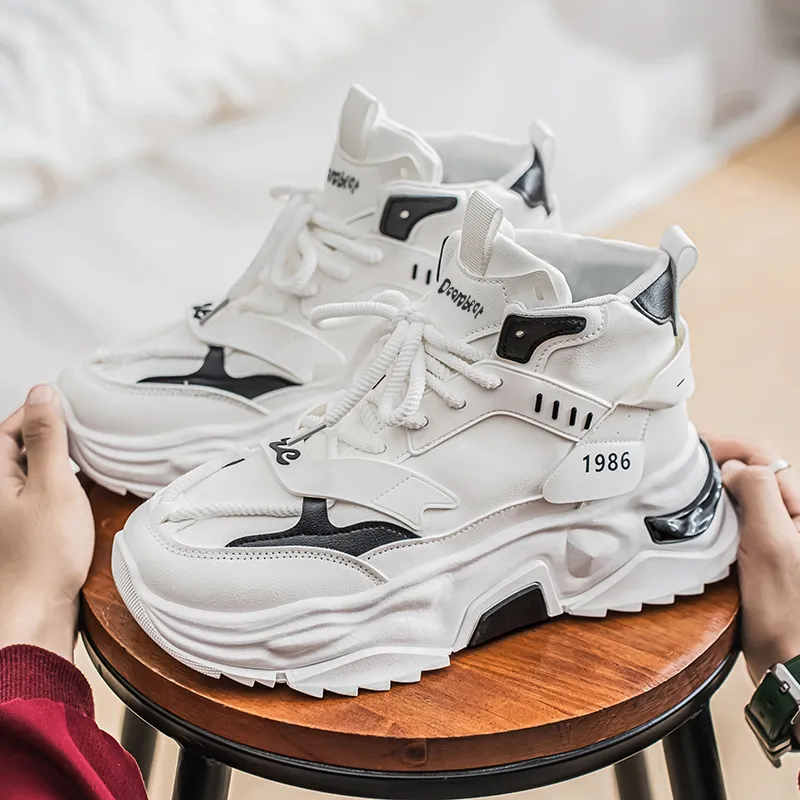 Budding Bear Slip Resistant, Abrasion Resistant, Lightweight, Height Increasing High Top Chunky Sneakers Men's-10