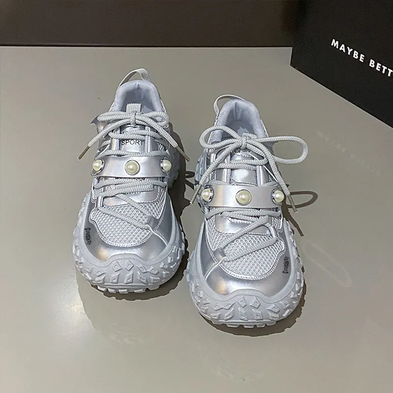 Budding Bear Slip Resistant, Abrasion Resistant, Breathable, Height Increasing Low Top Chunky Sneakers Women's-2