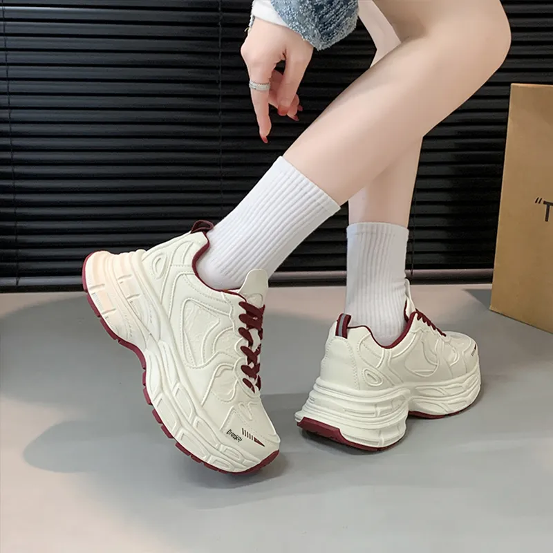 Budding Bear Slip Resistant, Abrasion Resistant, Lightweight, Height Increasing Low Top Chunky Sneakers Women's-2