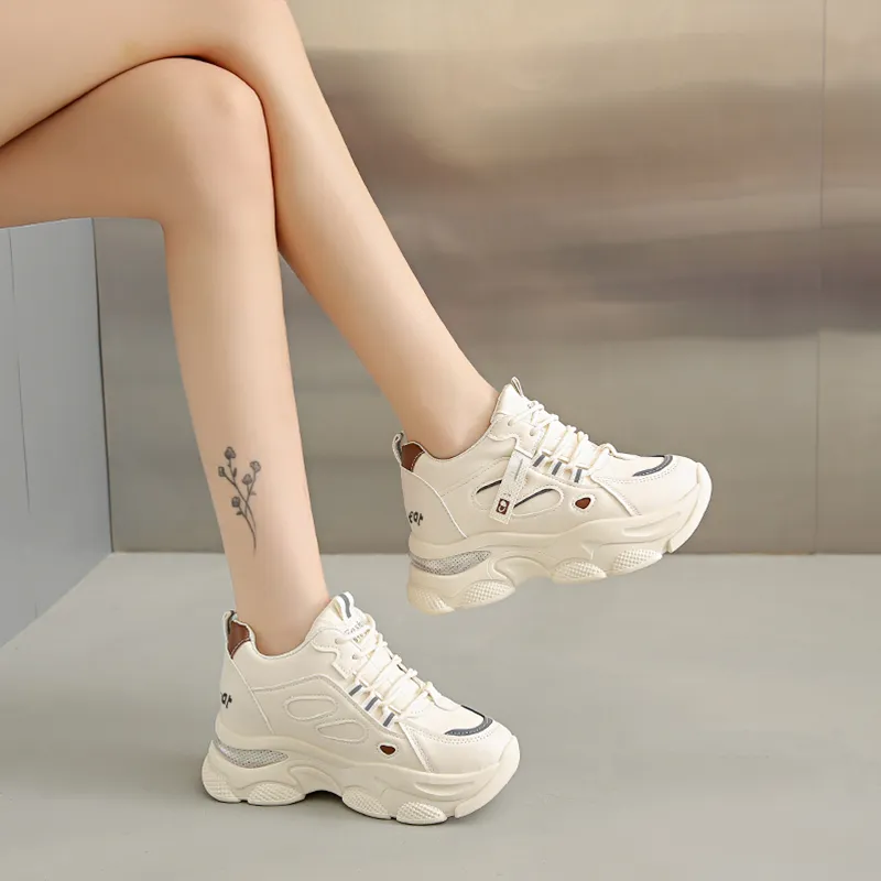 Budding Bear Chunky Sneakers Women's Mid Top Khaki-4
