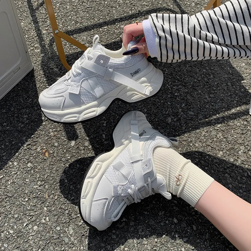 Budding Bear Slip Resistant, Abrasion Resistant, Breathable, Height Increasing Low Top Chunky Sneakers Women's Box-9