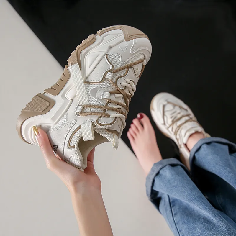 Budding Bear Anti-Slip Wear-Resistant Breathable Height Increasing Low-Top Chunky Sneakers Women's-10