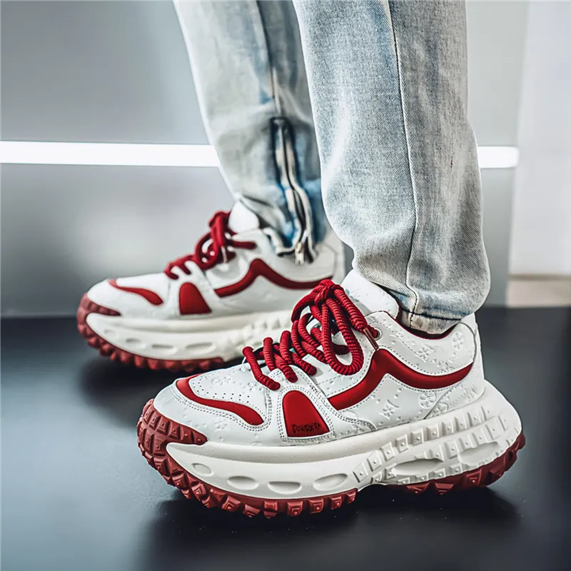 Budding Bear Slip Resistant, Abrasion Resistant, Lightweight, Height Increasing Low Top Chunky Sneakers Men's-28