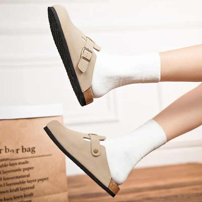 Budding Bear Cork Sole Quiet Odor Resistant Abrasion Resistant Slip Resistant Closed Toe Slippers Unisex-10
