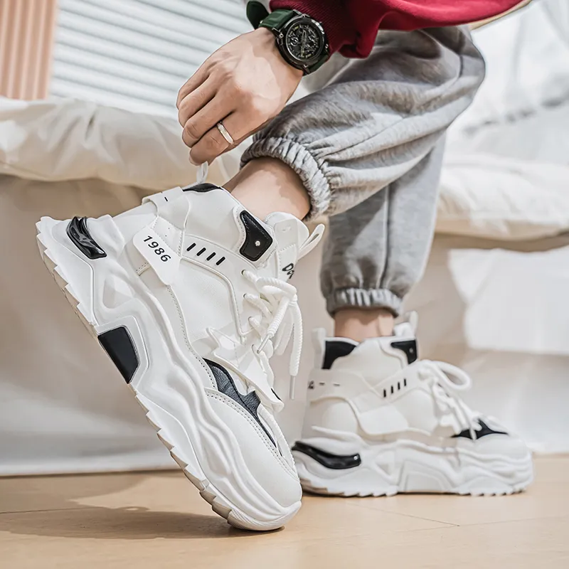 Budding Bear Slip Resistant, Abrasion Resistant, Lightweight, Height Increasing High Top Chunky Sneakers Men's-28