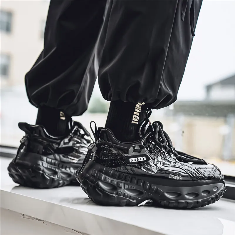 Budding Bear Slip Resistant, Abrasion Resistant, Breathable, Height Increasing Low Top Chunky Sneakers Men's-26