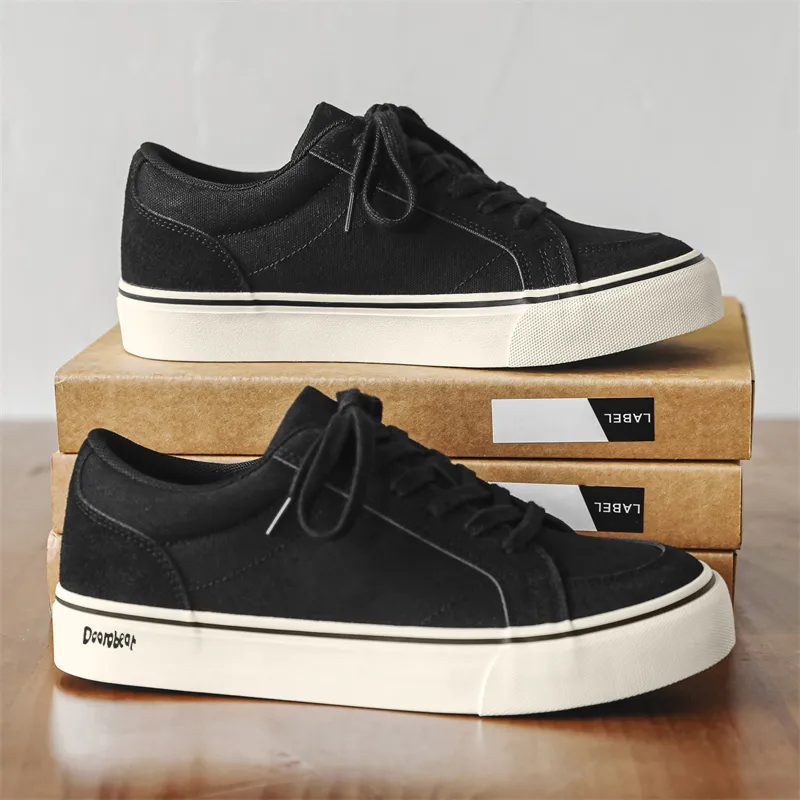 Budding Bear Anti Slip Wear Resistant Breathable Height Increasing Low Top Canvas Shoes Men's Box-16